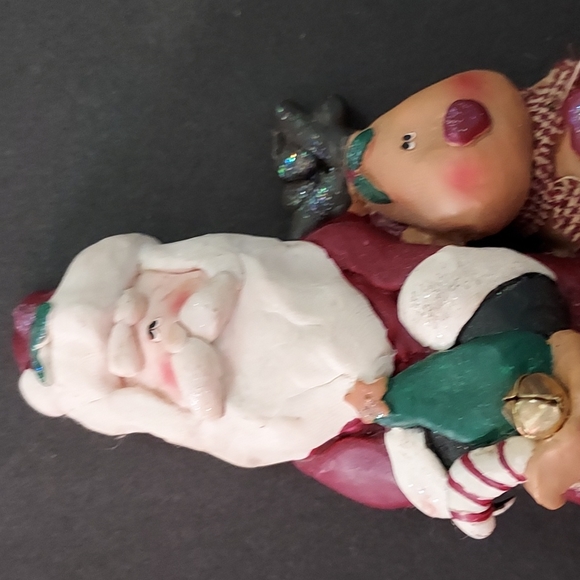 Santa&Rudolph Stocking Hanger,GUC,Ceramic Santa&deer,Cast Iron Bottom Hanger. - Picture 2 of 6